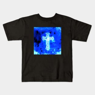 Blue Crucifix ... Kids T-Shirt